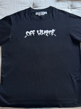 Off-White Black Tee with White Drip Logo